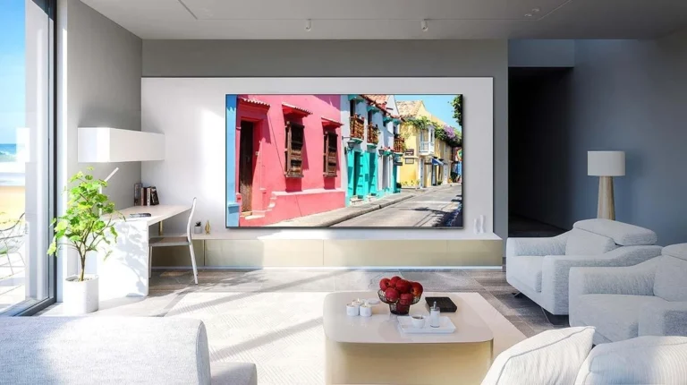 Samsung large-screen TV in a bright living space
